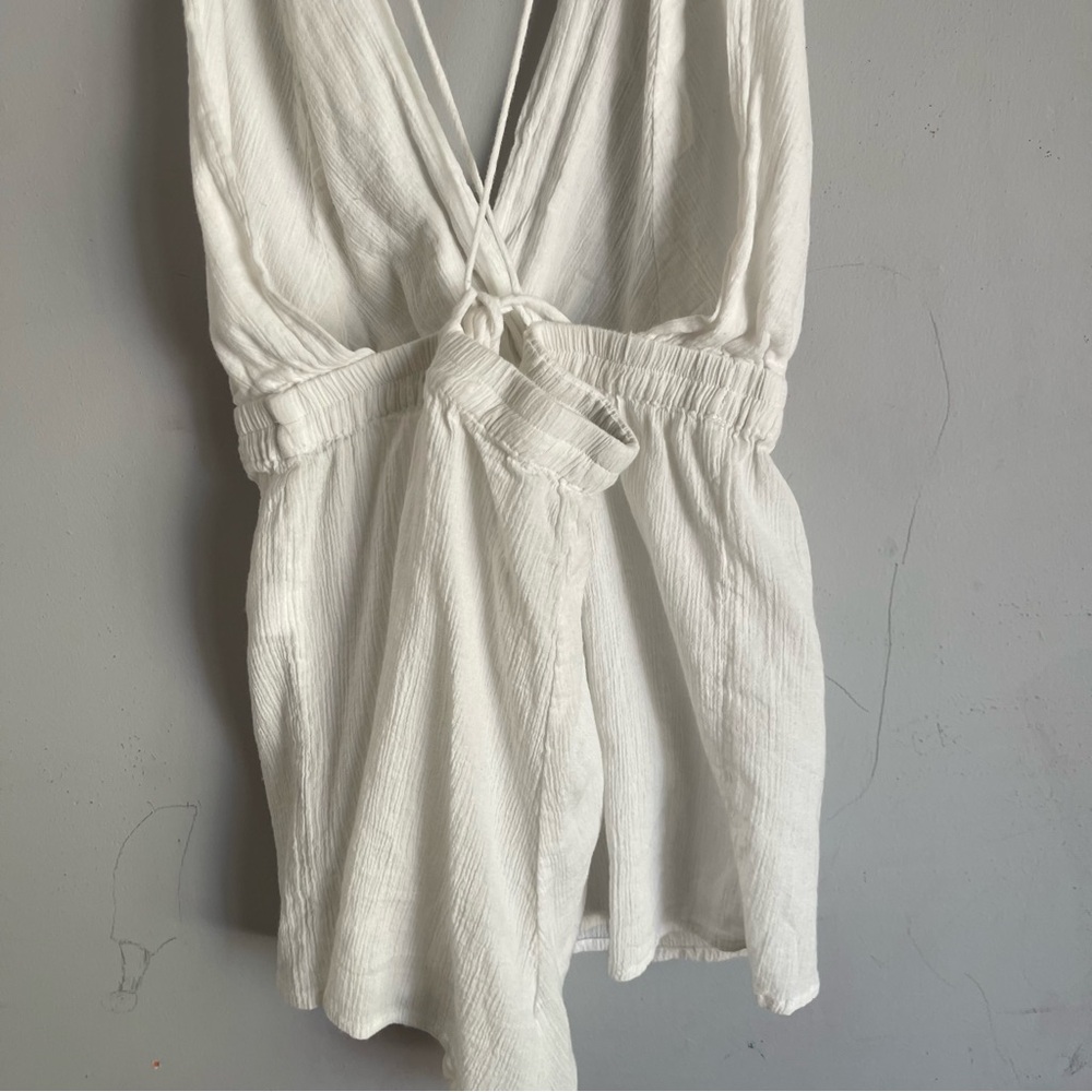 Lulus Headed to the Beach White Strappy Swim Cover-Up Romper Sz M - Picture 8 of 12